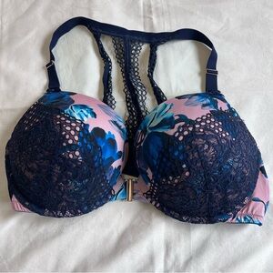 Cacique Blue and Pink Lace Bra with Underwire Support